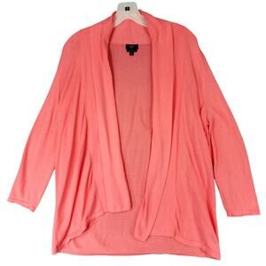 Talbots Pima‎ Cotton Cardigan L Women Coral Pink Peach Open Front Spring Pastel